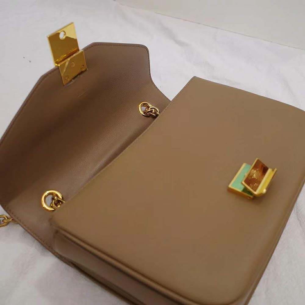 TÚI Celine Women Medium C Bag in Shiny Calfskin Leather-Sandy