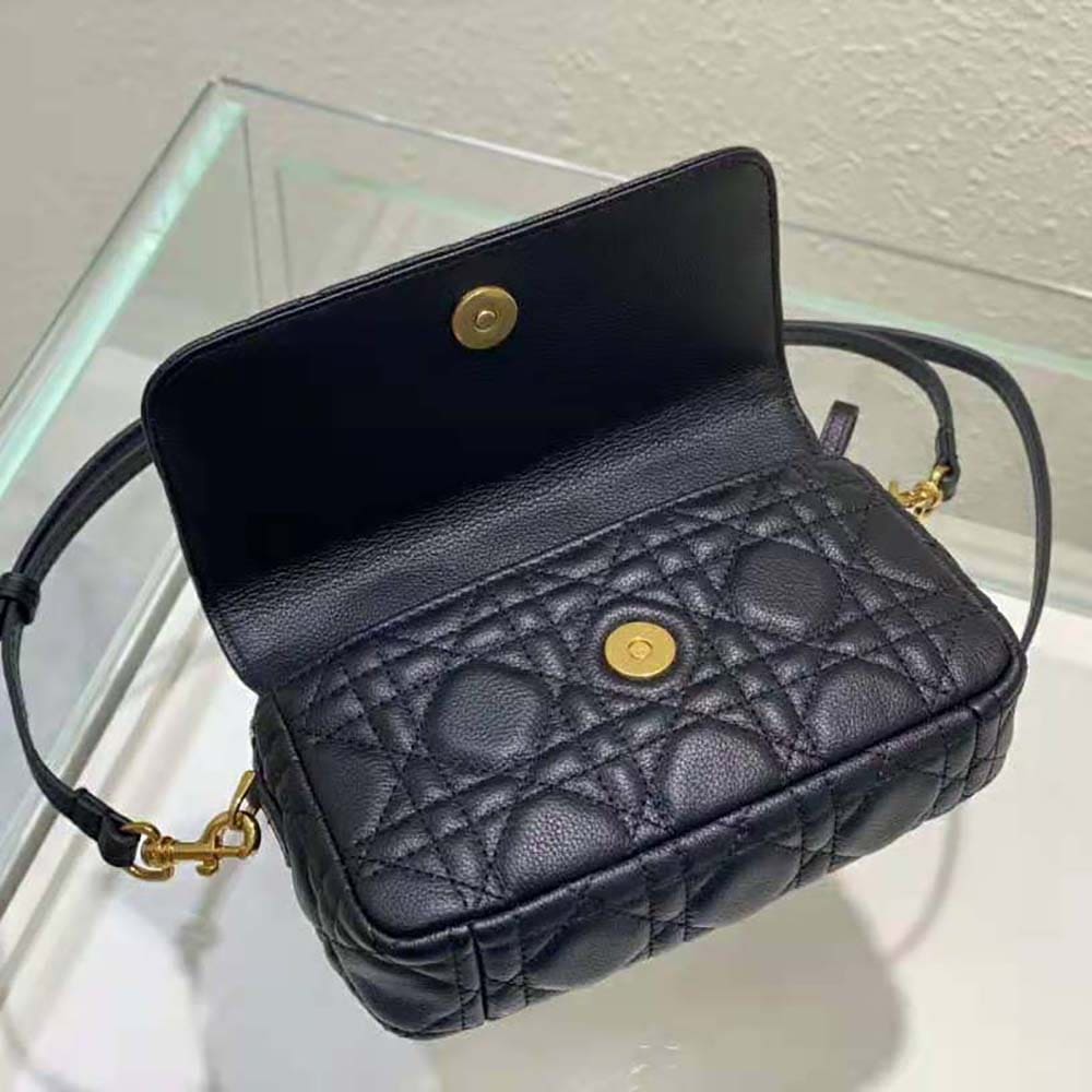 TÚI Dior Women Caro Pouch Black Supple Cannage Calfskin