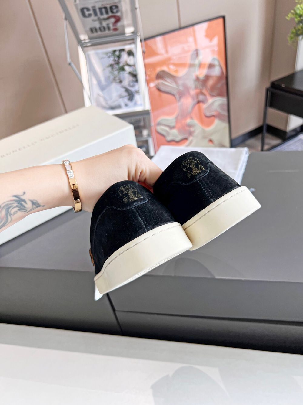 GIÀY BRUNELLO CUCINELLI Suede Black loafer shoes