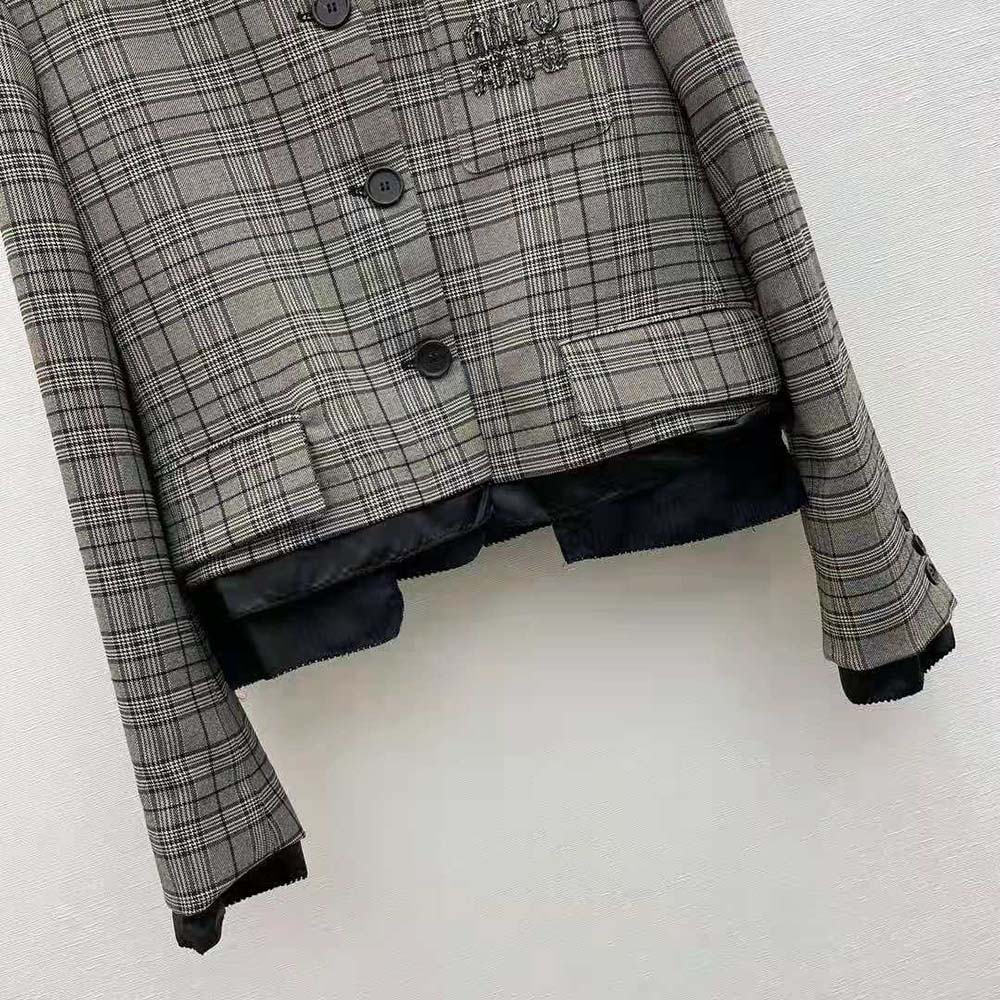 ÁO Miu Miu Women Single-breasted Prince of Wales Check Jacket