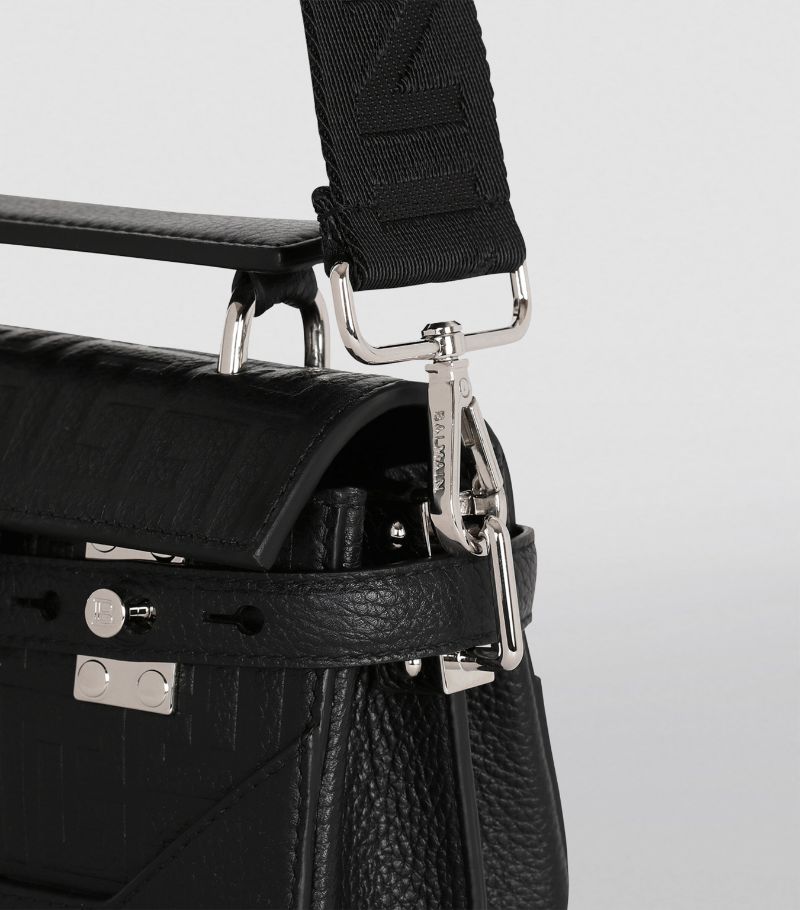 TÚI BALMAIN Embossed Leather B-Buzz 19 Cross-Body Bag