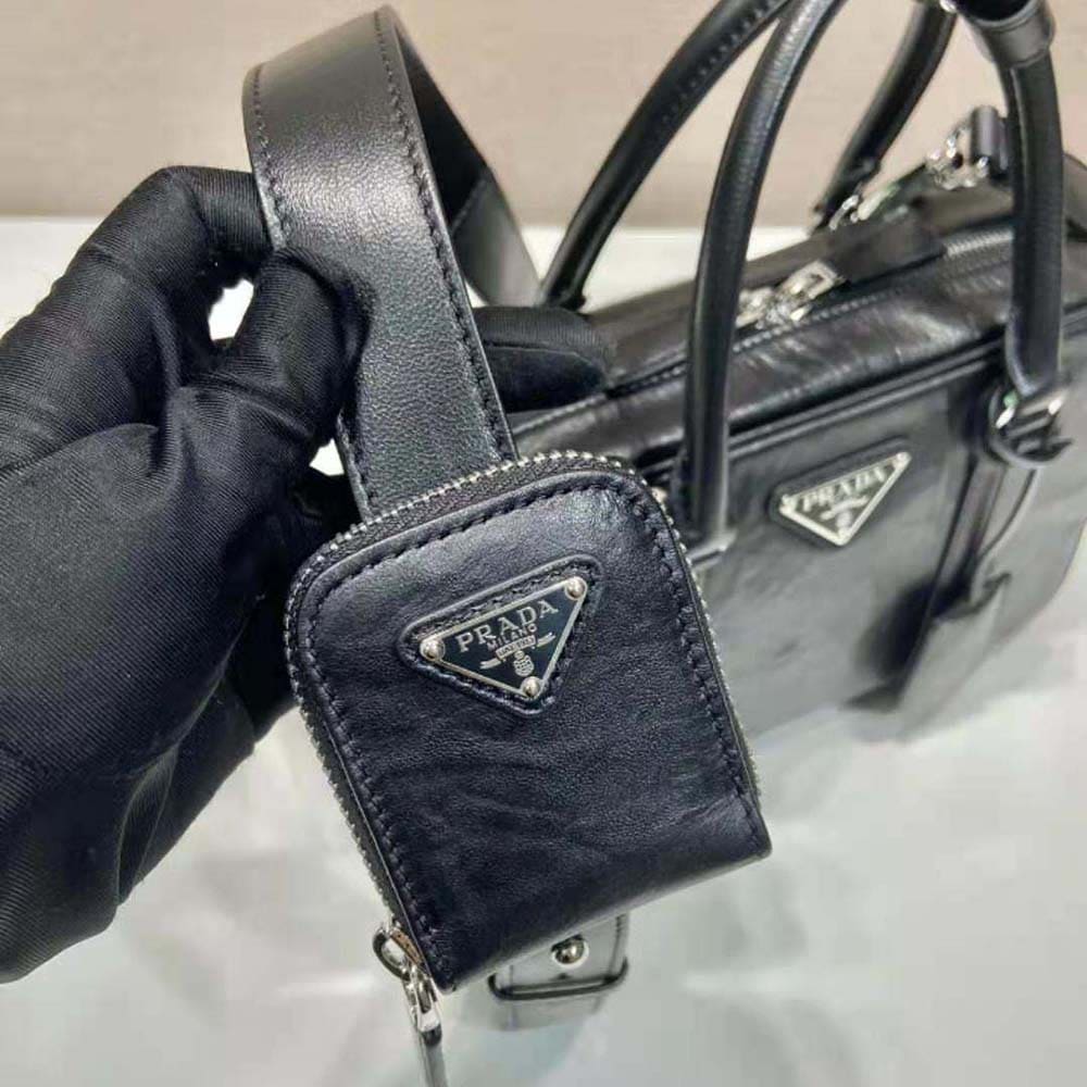 TÚI Prada Women Medium Antique Nappa Leather Top Handle Bag-Black