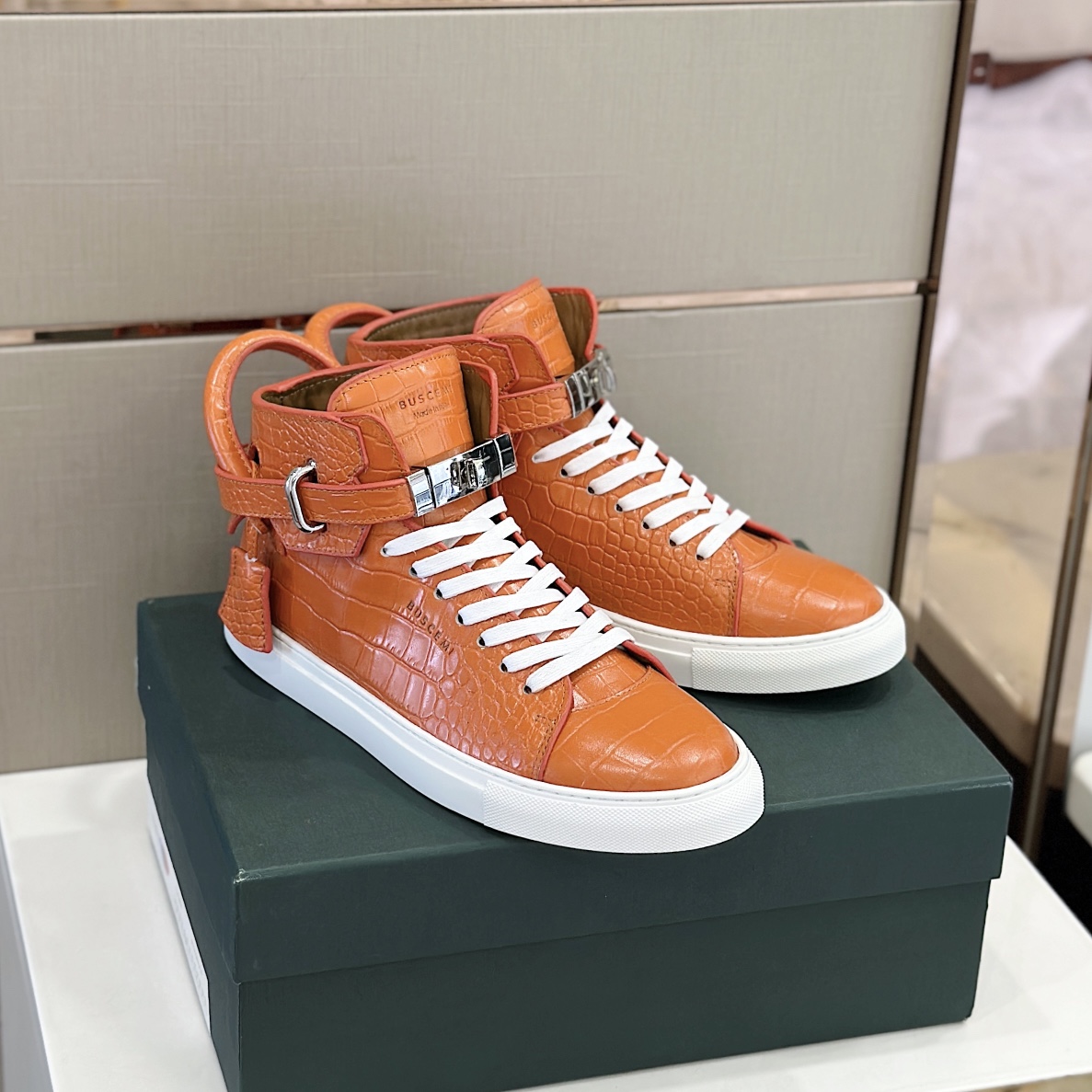 GIÀY BUSCEMI ORANGE HIGH TOP SHOES AAA