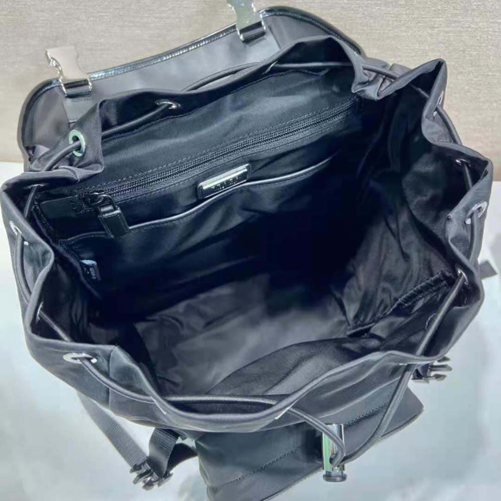 BALO Prada Unisex Re-Nylon and Brushed Leather Backpack-Black