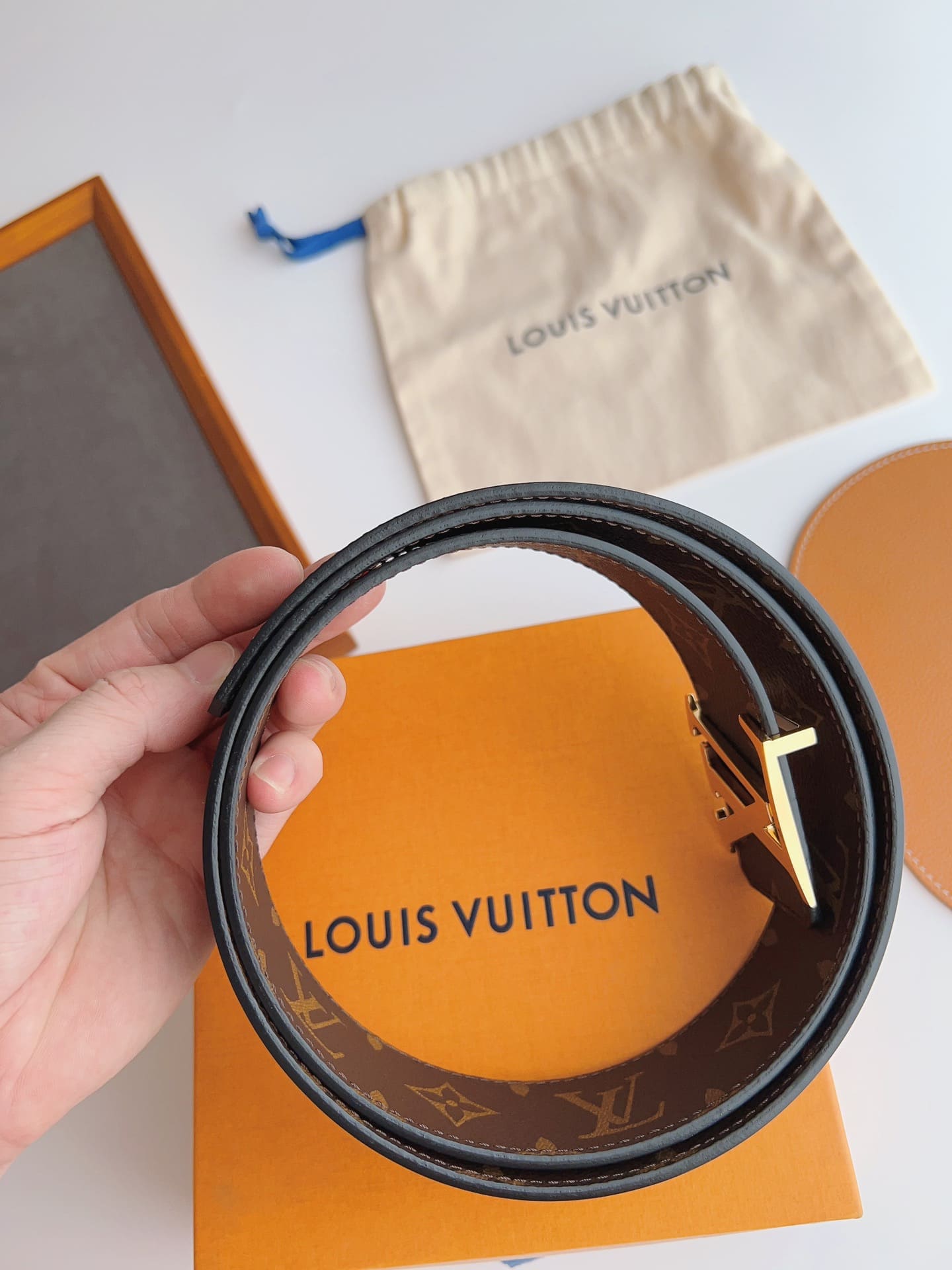 DÂY LƯNG LOUIS VUITTON BROWN MONOGRAM LEATHER Khóa vàng