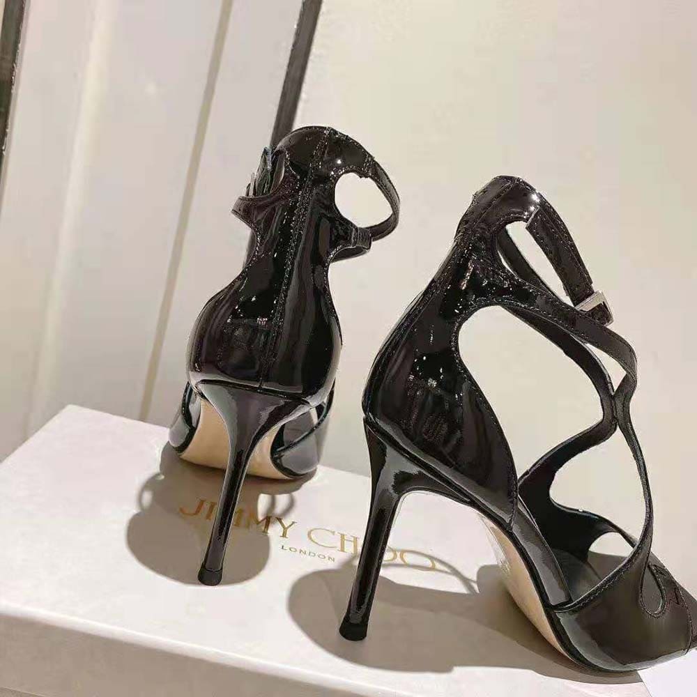 GIÀY Jimmy Choo Women Azia 110 Black Patent Leather Sandals