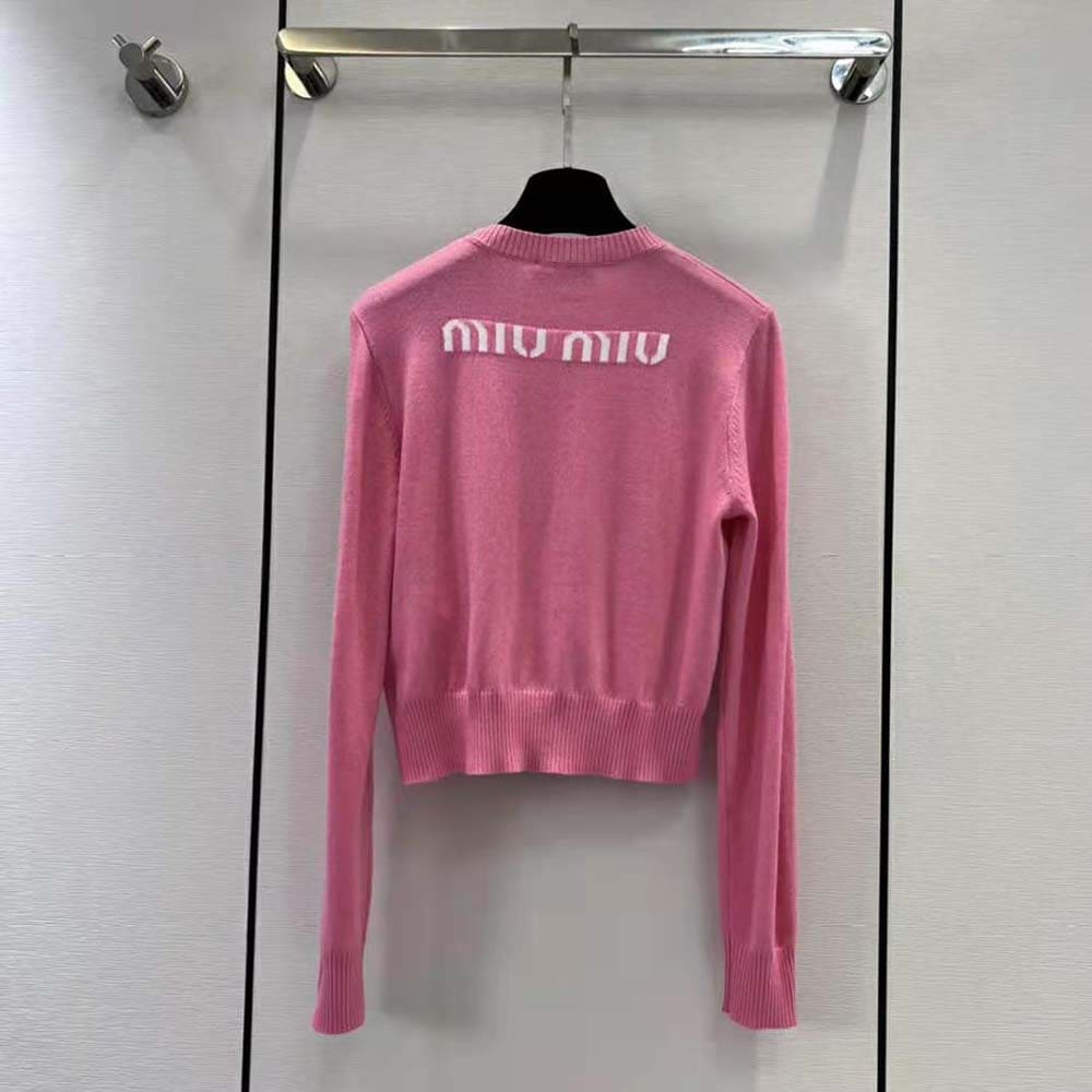 ÁO Miu Miu Women Cashmere Crew-Neck Sweater-Pink