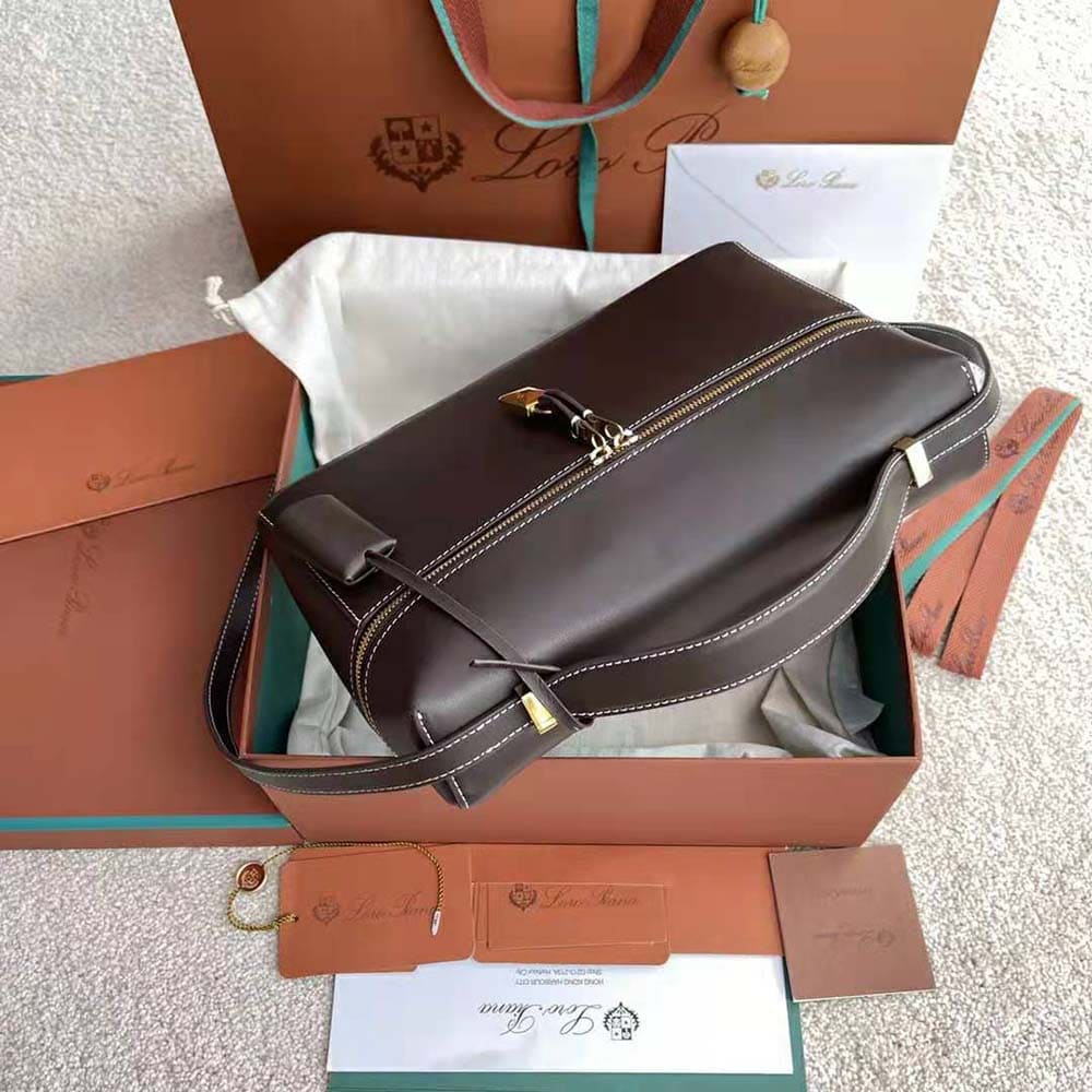 TÚI Loro Piana Women Extra Bag in Calfskin Leather-Brown