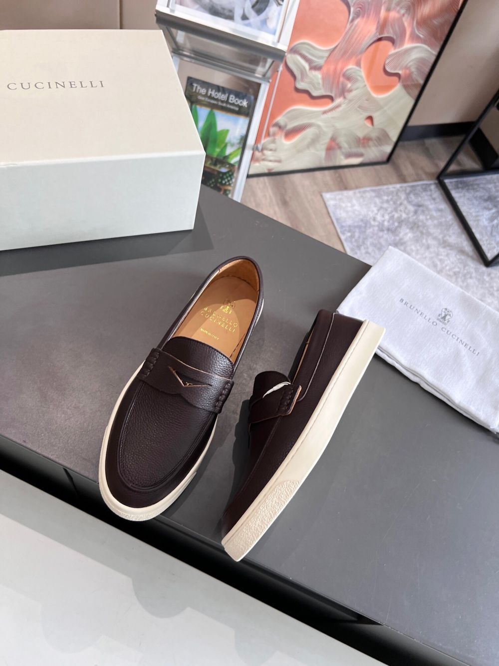 GIÀY BRUNELLO CUCINELLI Leather Brown loafer shoes