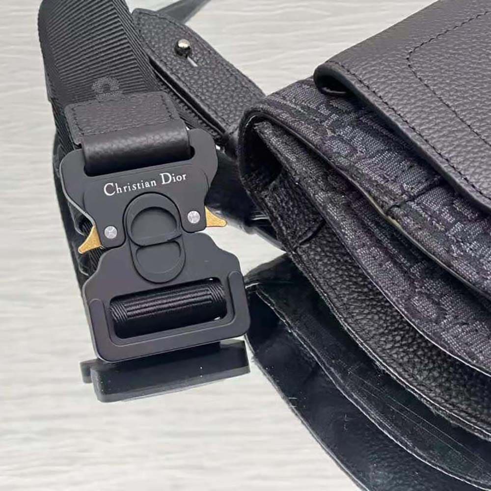 TÚI Dior Men Saddle Pouch Black Dior Oblique Jacquard