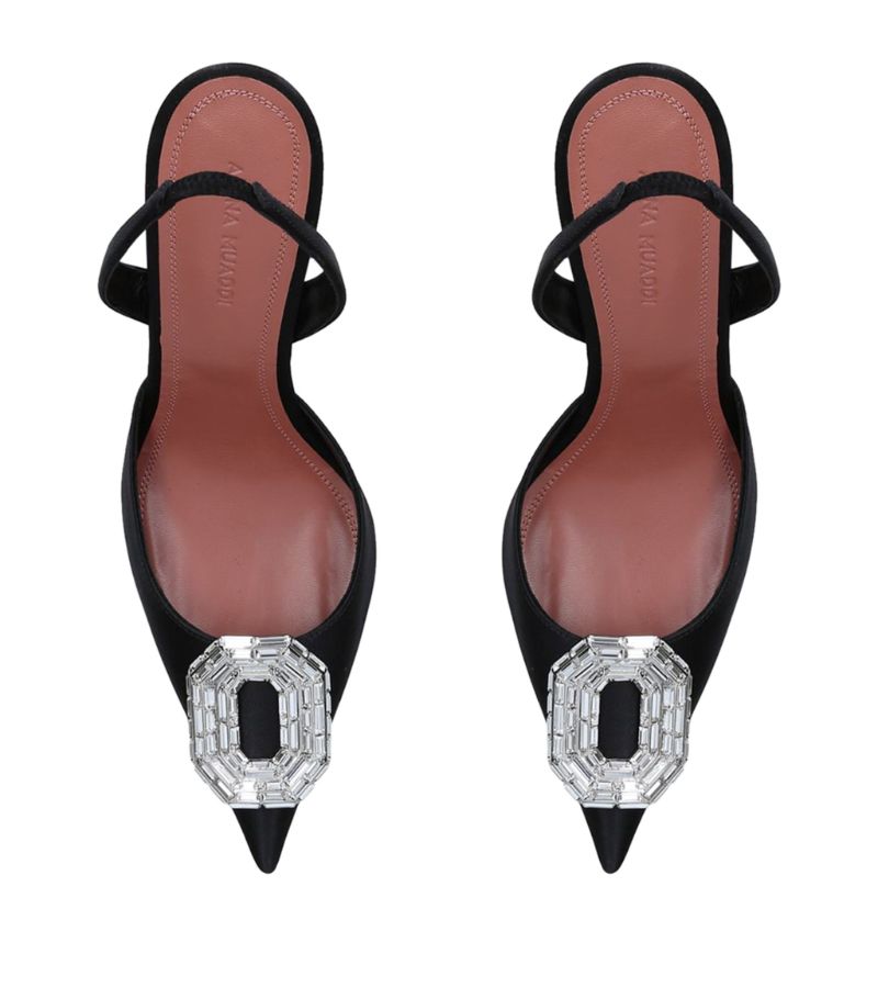 GIÀY AMINA MUADDI  Satin Camelia Slingback Mules 90