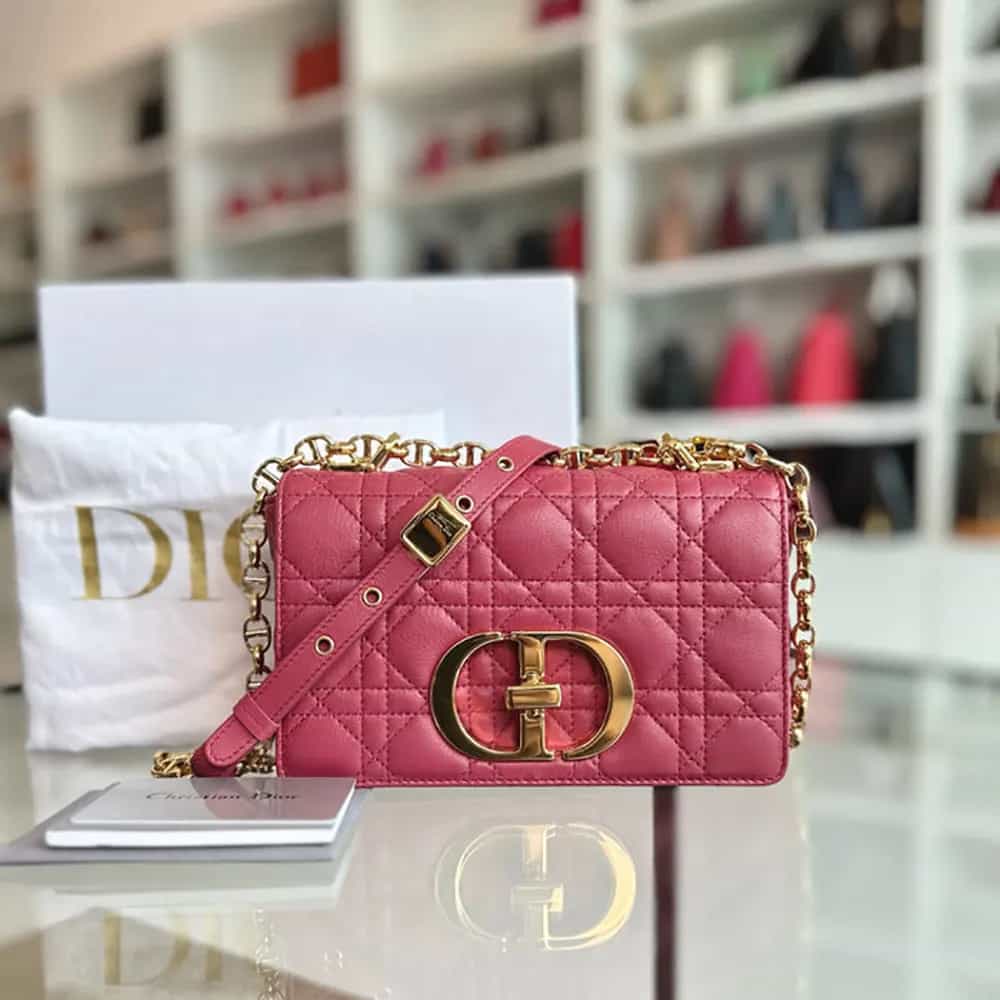 TÚI Dior Dior Caro nhỏ cho nữ Dior Rose Supple Cannage Calfskin