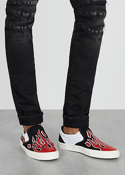 GIÀY AMIRI  Black flame canvas and leather skate sneakers