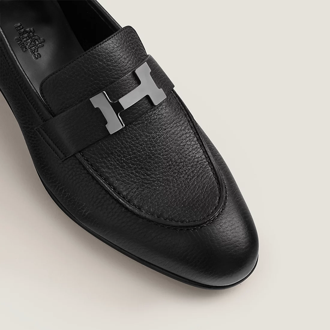GIÀY HERMES PARIS LOAFER COWHIDE LEATHER NOIR SS2022