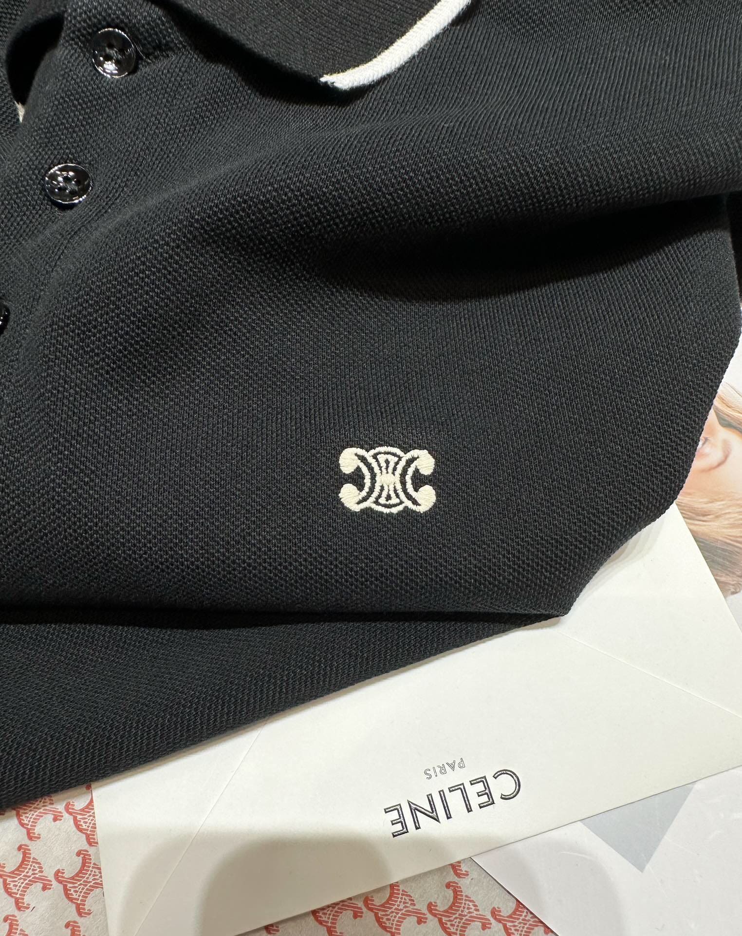 ÁO CELINE LOGO POLO SHIRT BLACK
