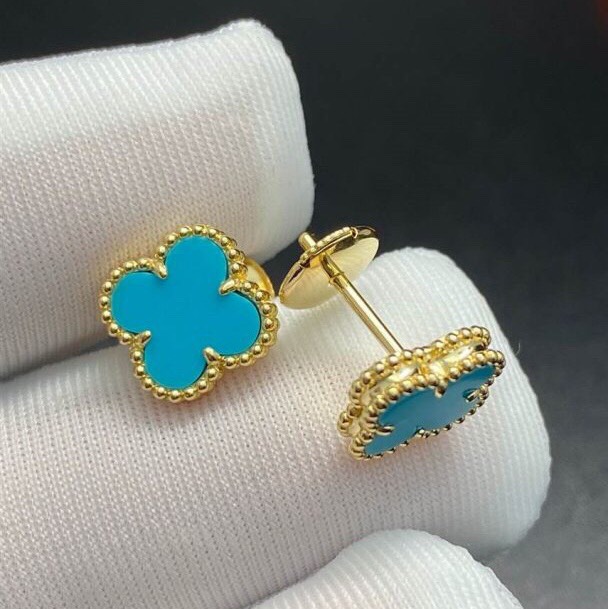 BÔNG TAI VAN CLEEF & ARPELS ALHAMBRA TURQUOISE GOLD 18K YELLOW GOLD