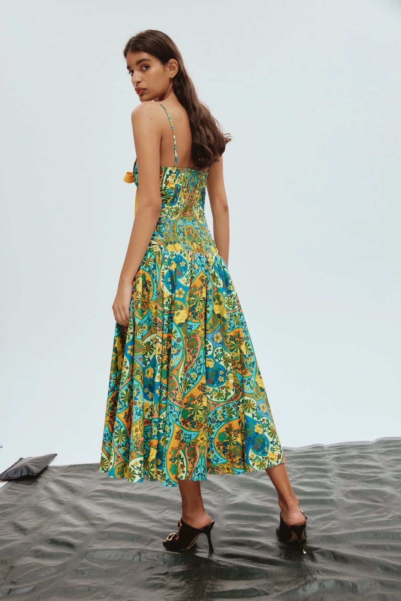 VÁY ALEMAIS HAI DÂY HỌA TIẾT HOA LÁ ALEMAIS SOPHIE IN COTTON High Classy