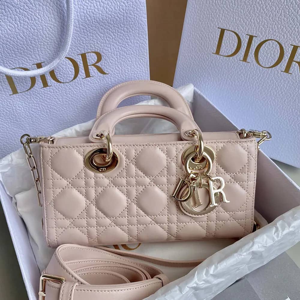 TÚI Dior Women Small Lady D-Joy màu hồng phấn da cừu Cannage