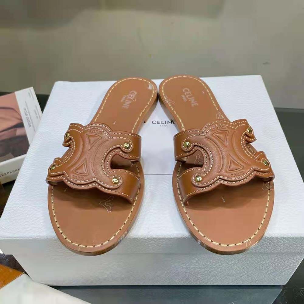 DÉP Celine Women Slides Tippi in Calfskin Vegetal Tanning