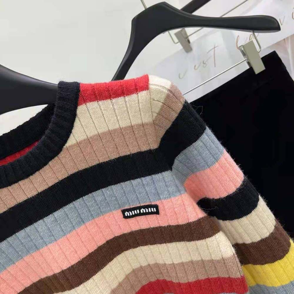 ÁO Miu Miu Women Cashmere Sweater with Logo Patch