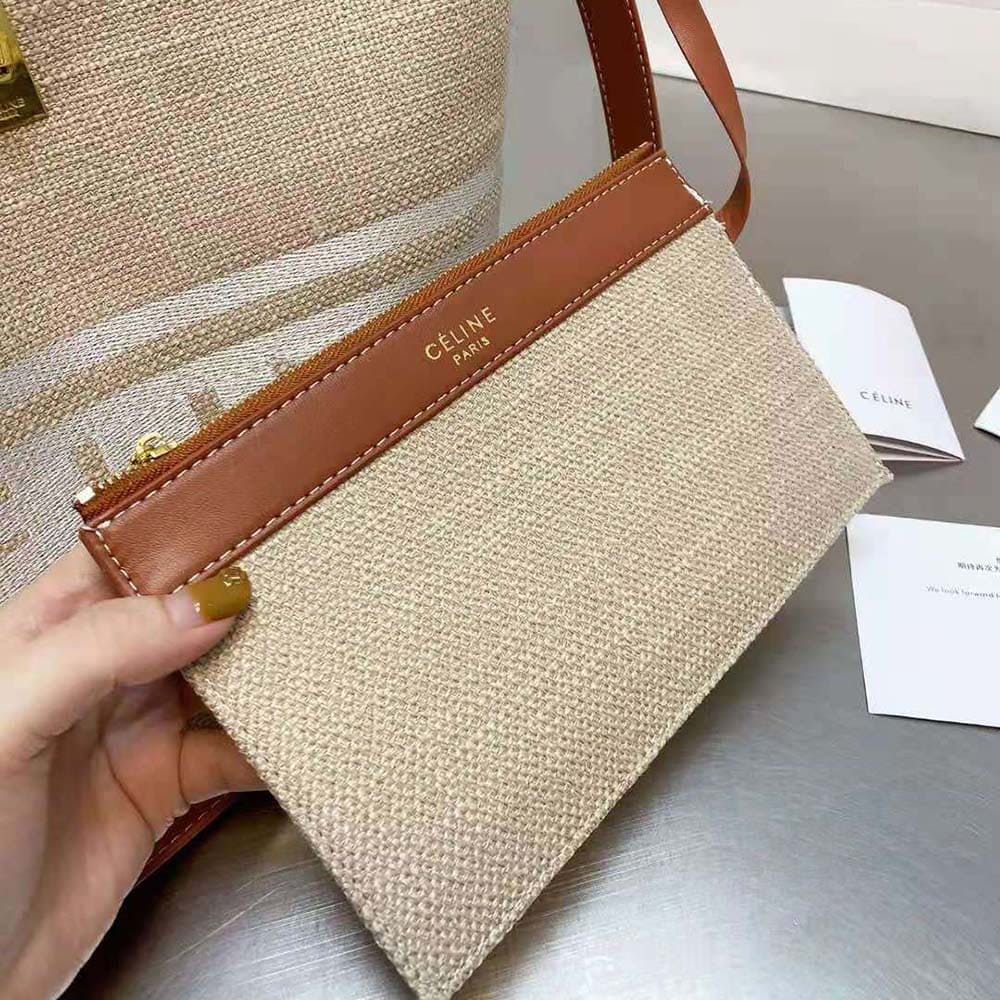 TÚI Celine Women Bucket 16 Bag in Textile with Celine Logo and Smooth Calfskin