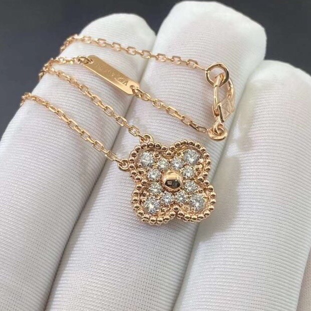 DÂY CHUYỀN VAN CLEEF & ARPELS ALHAMBRA DIAMOND GOLD 18K ROSE GOLD