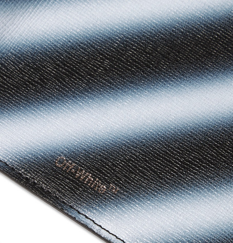 VÍ DA OFF-WHITE Striped Cross-Grain Leather Billfold Wallet