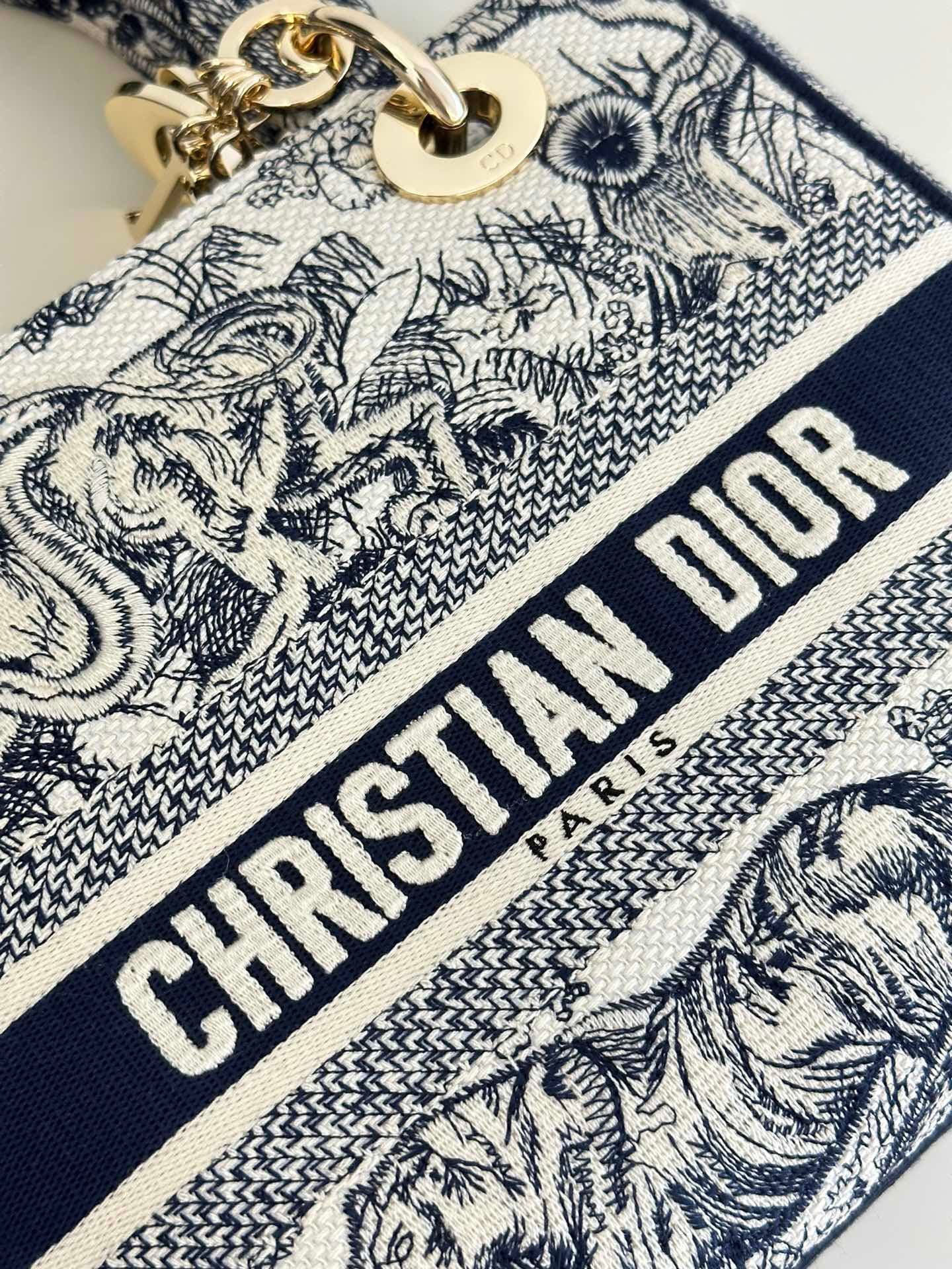 TÚI CHRISTIAN DIOR Lady D-lite Bag Blue Toile de Jouy Reverse Embroidery