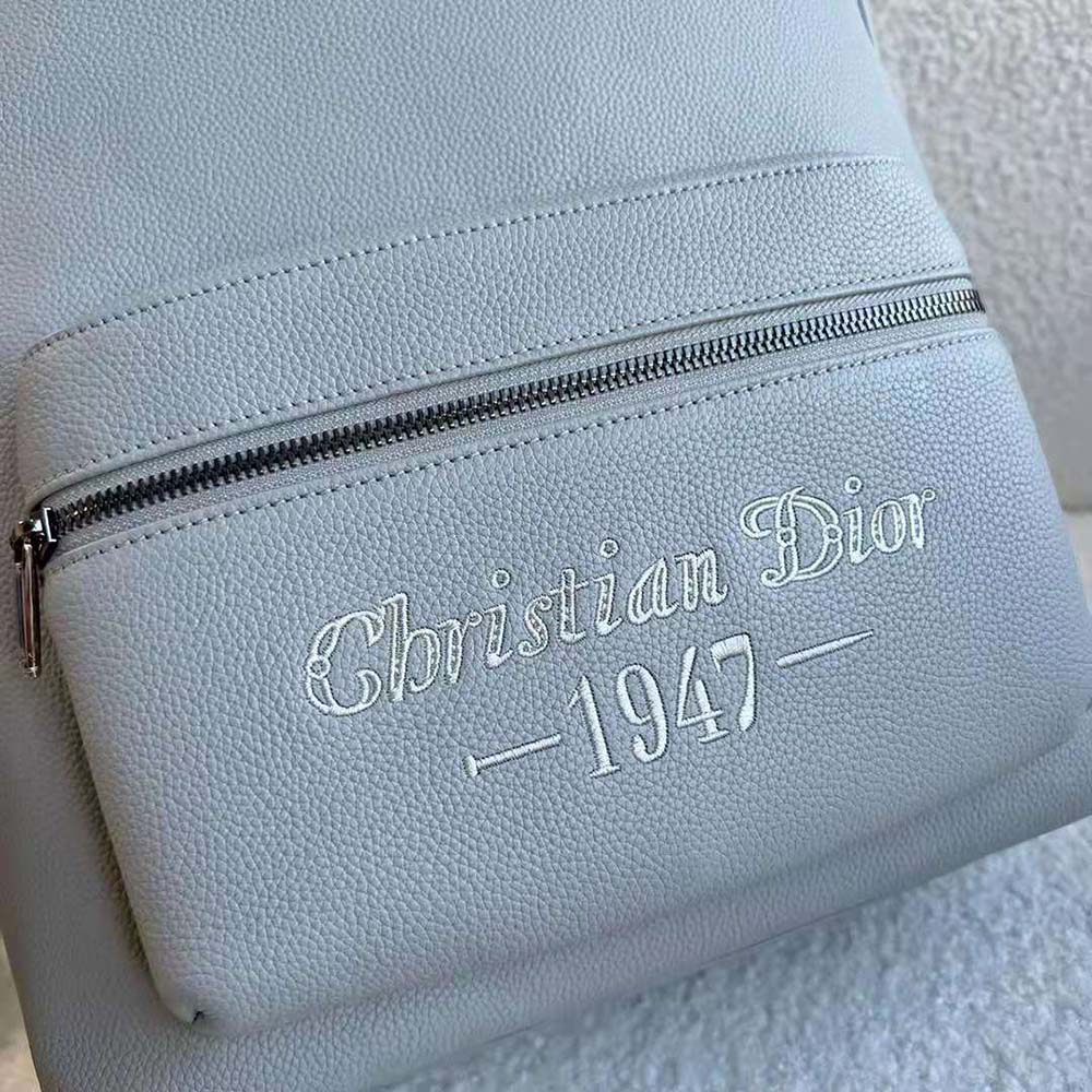 BALO Dior Rider Backpack Dior Gray Grained Calfskin with ‘Christian Dior 1947’ Signature