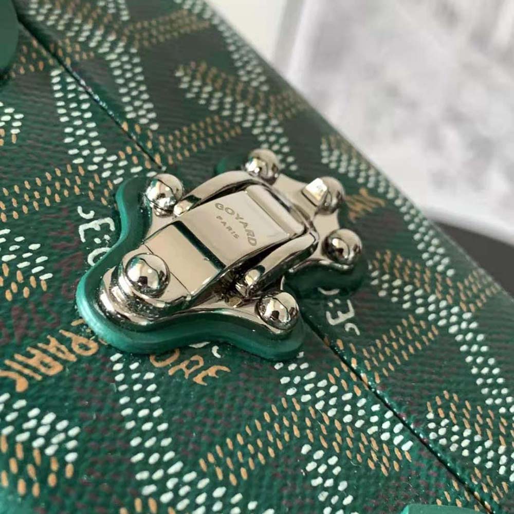 TÚI Goyard Women Sac Malle Grand Hôtel in Goyardine Canvas & Clamecy Calfskin-Green