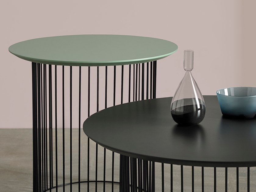 BÀN TRÀ PALERMO Round steel and wood COFFEE TABLE