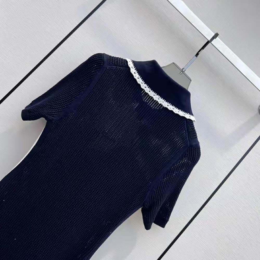 VÁY Miu Miu Women Cotton Knit Dress with Intarsia Logo