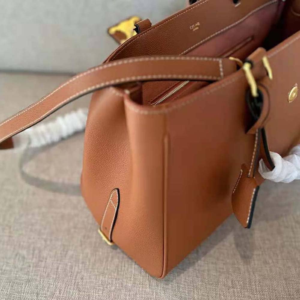 TÚI Celine Women Medium Appoline Bag in Supple Calfskin-Brown
