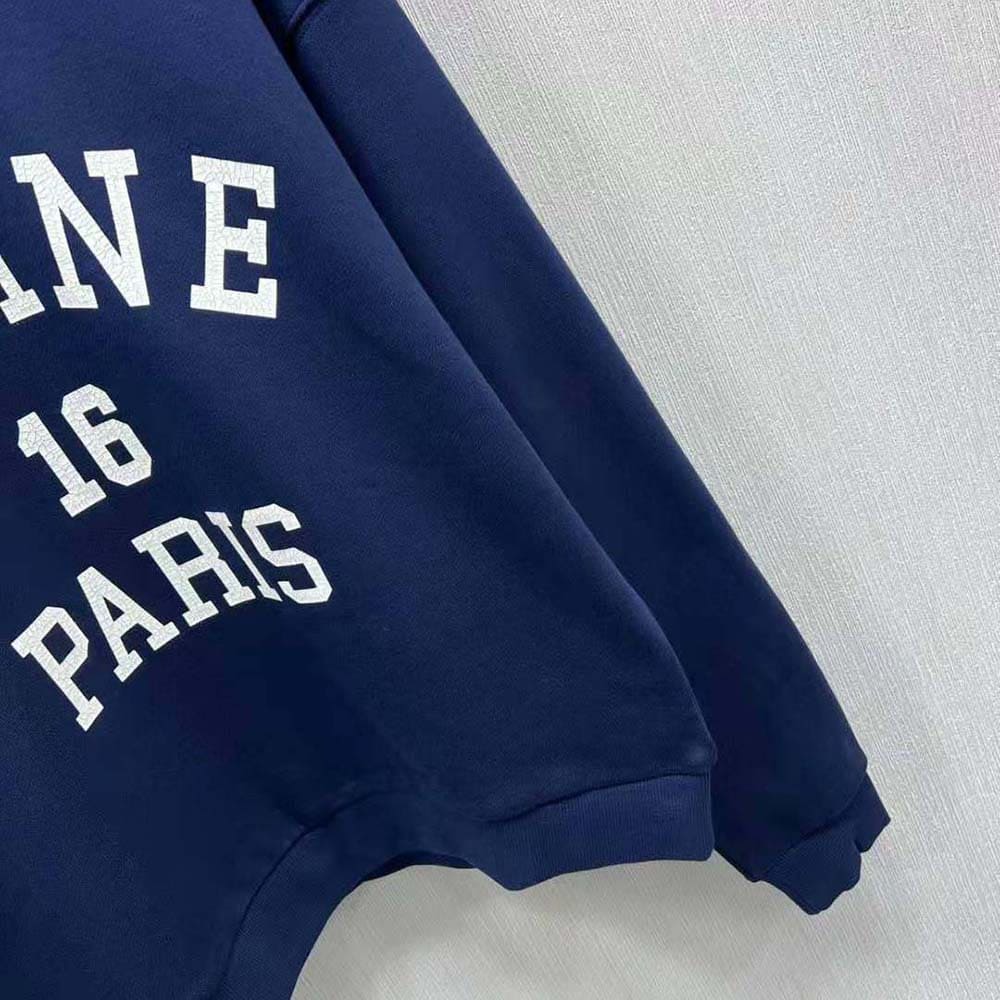 ÁO Celine Paris 16 Sweatshirt in Cotton Fleece-Navy Unisex