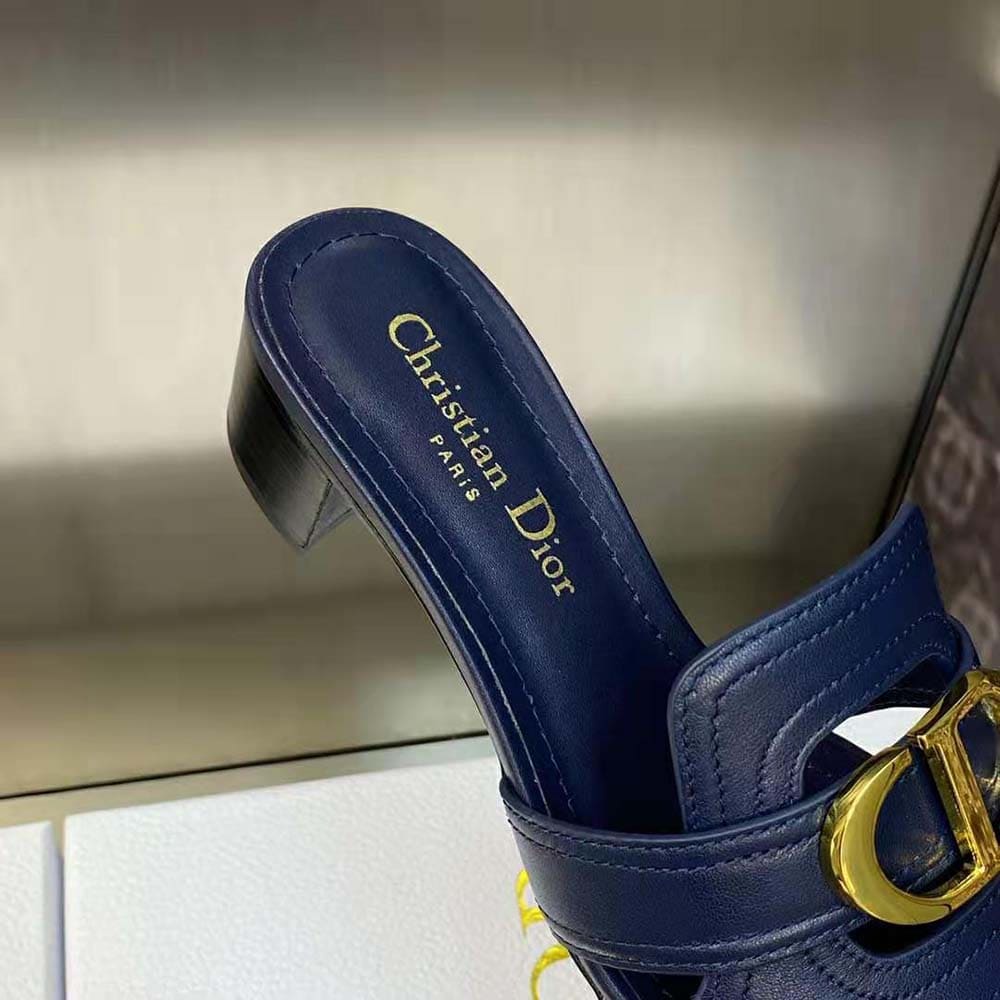 GUỐC Dior Women 30 Montaigne Heeled Slide Black Calfskin