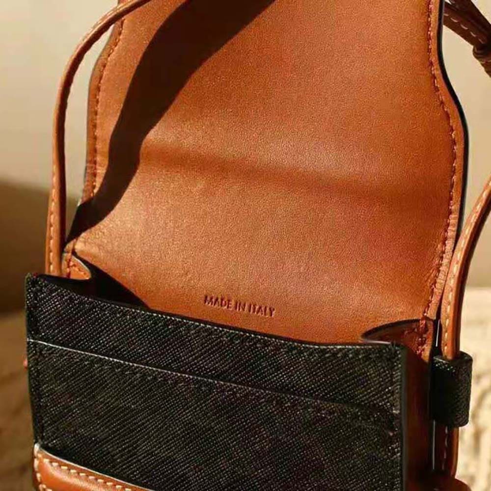 TÚI Celine Women Phone Pouch with Flap in Triomphe Canvas and Lambskin-Brown