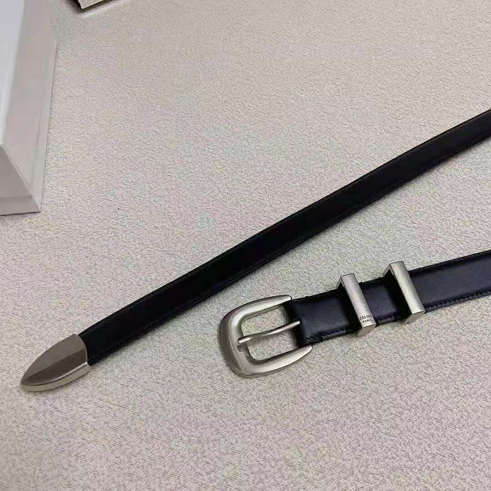 DÂY LƯNG Celine Women Medium Western Belt in Smooth Calfskin-Silver