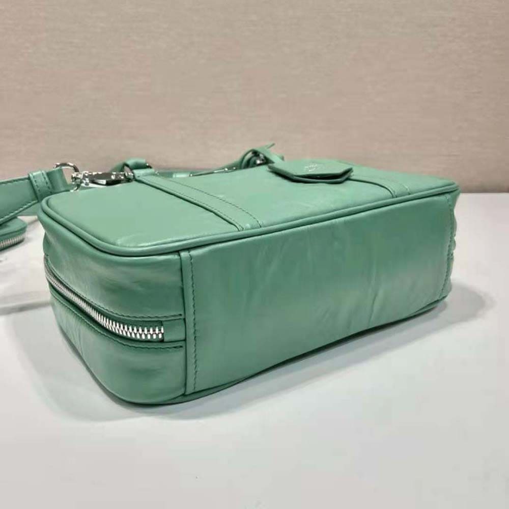 TÚI Prada Women Medium Antique Nappa Leather Top Handle Bag-Green