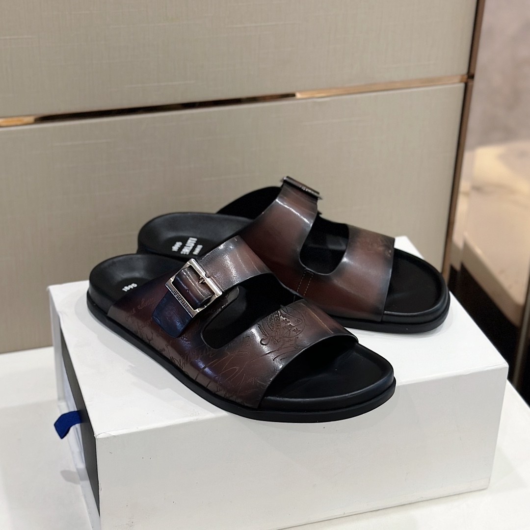 DÉP BERLUTI PATINA LEATHER SLIPPER