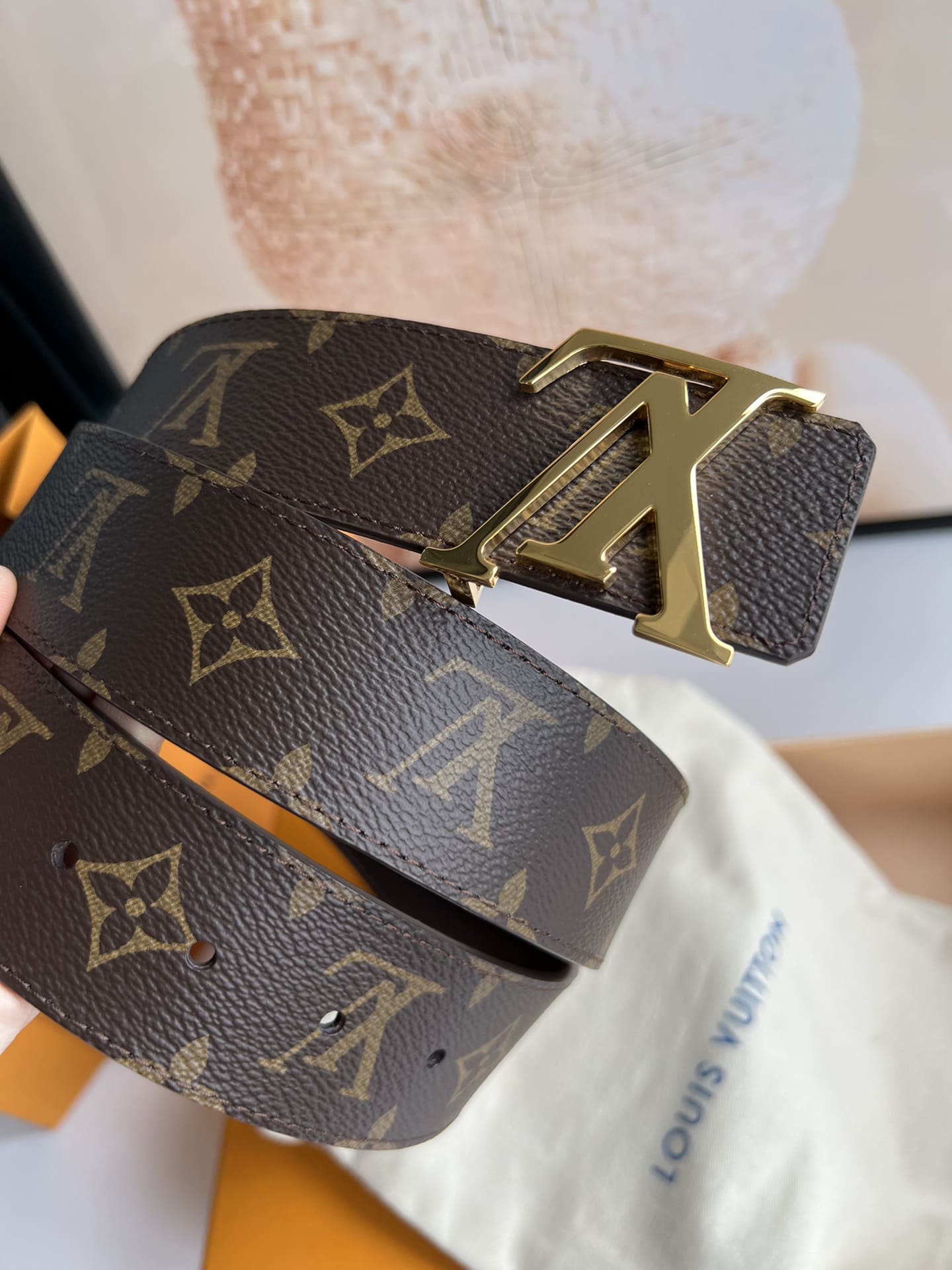 DÂY LƯNG LOUIS VUITTON BROWN MONOGRAM LEATHER Khóa vàng