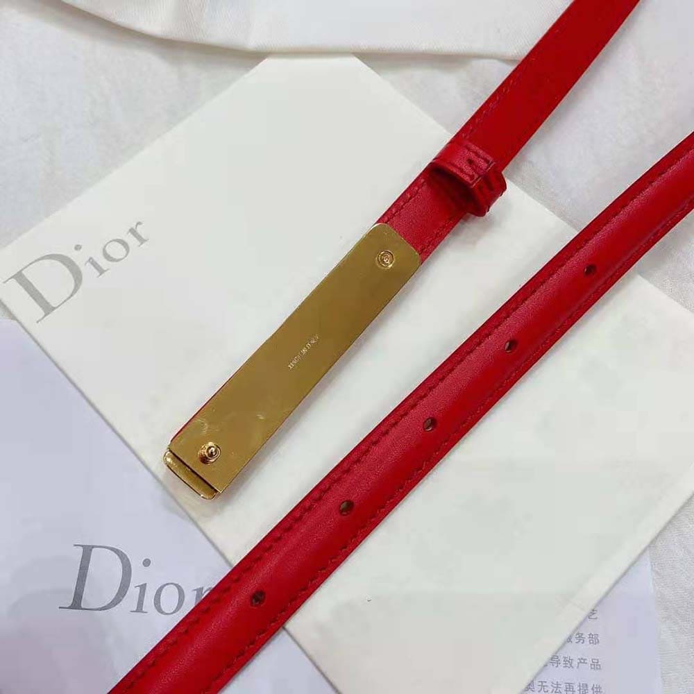 DÂY LƯNG Dior Women Dior-id Belt Raspberry Smooth Calfskin 15 MM