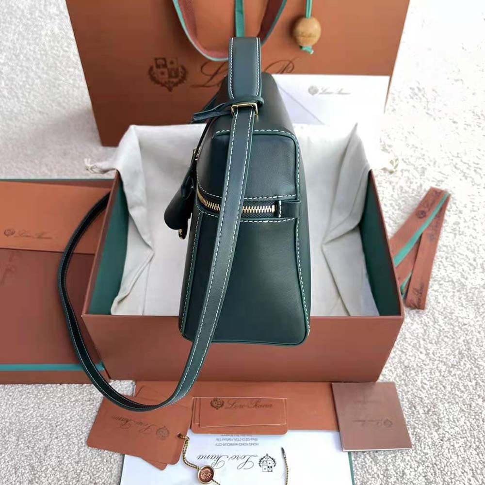 TÚI Loro Piana Women Extra Bag in Calfskin Leather-Green