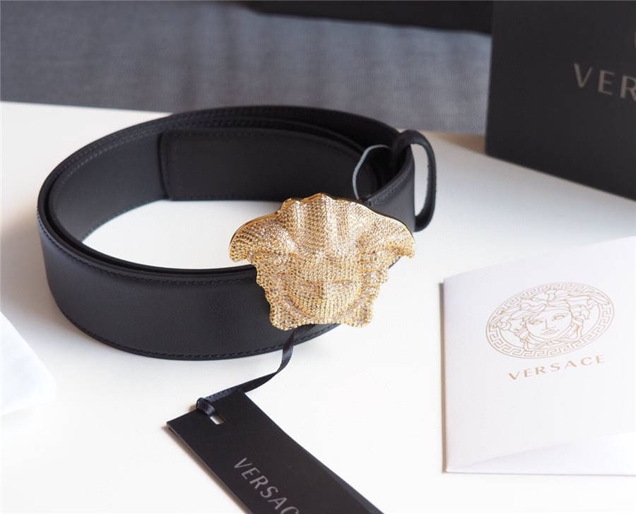 DÂY LƯNG VERSACE MEDUSA HEAD DIAMOND CALFSKIN LEATHER Khóa vàng