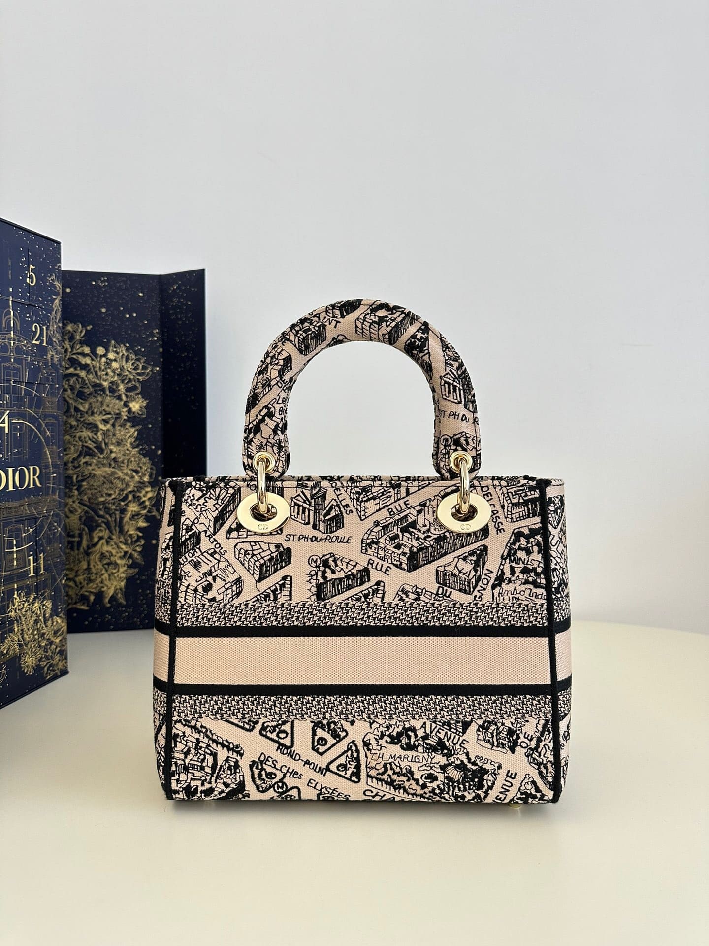 TÚI CHRISTIAN DIOR Lady D-lite Pink Toile de Jouy Reverse Embroidery