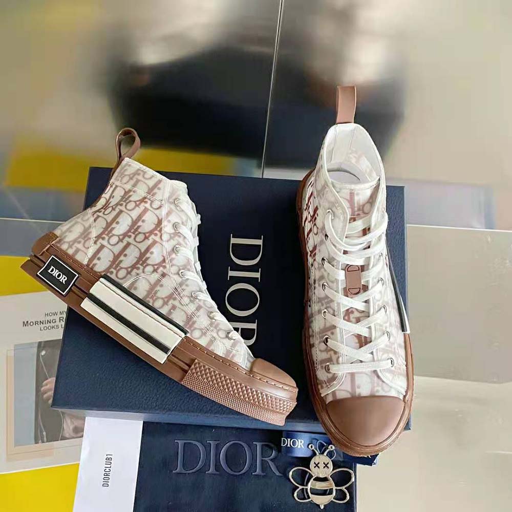 GIÀY DIOR B23 High-Top Sneaker Coffee Dior Oblique Canvas