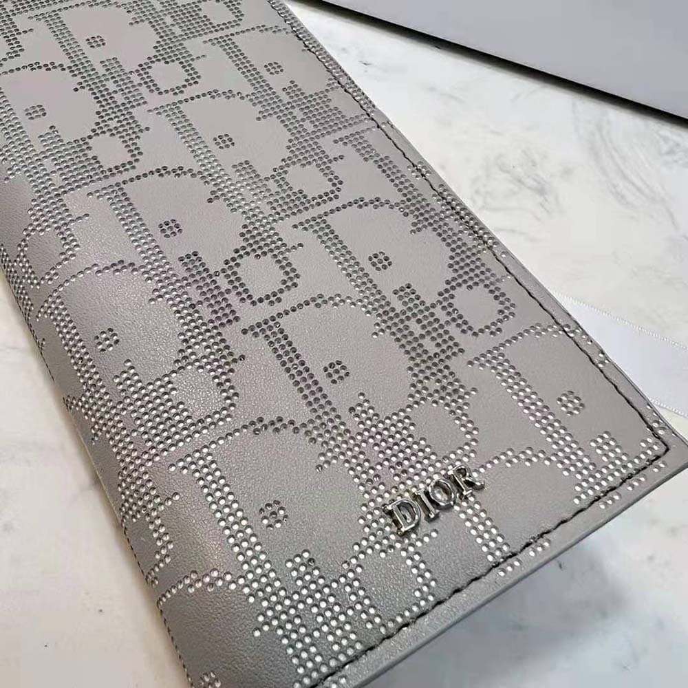 Ví Dior Vertical Long Wallet Gray Dior Oblique Galaxy Leather