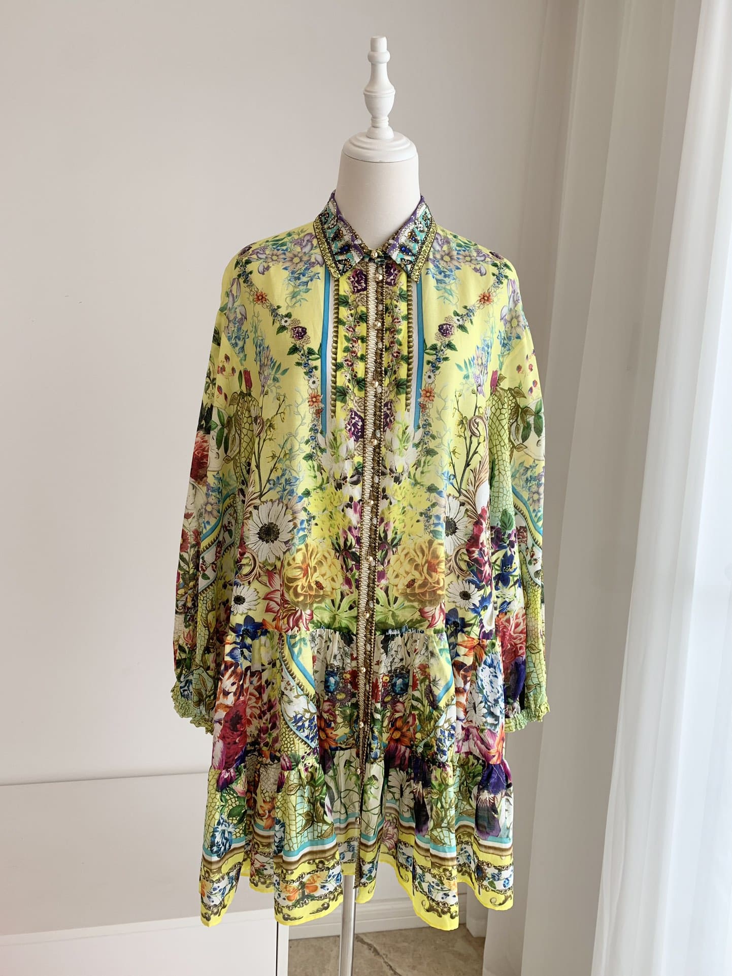 VÁY CAMILLA SQUARE NECK Floral Silk Diamond Mid Dress High Classy