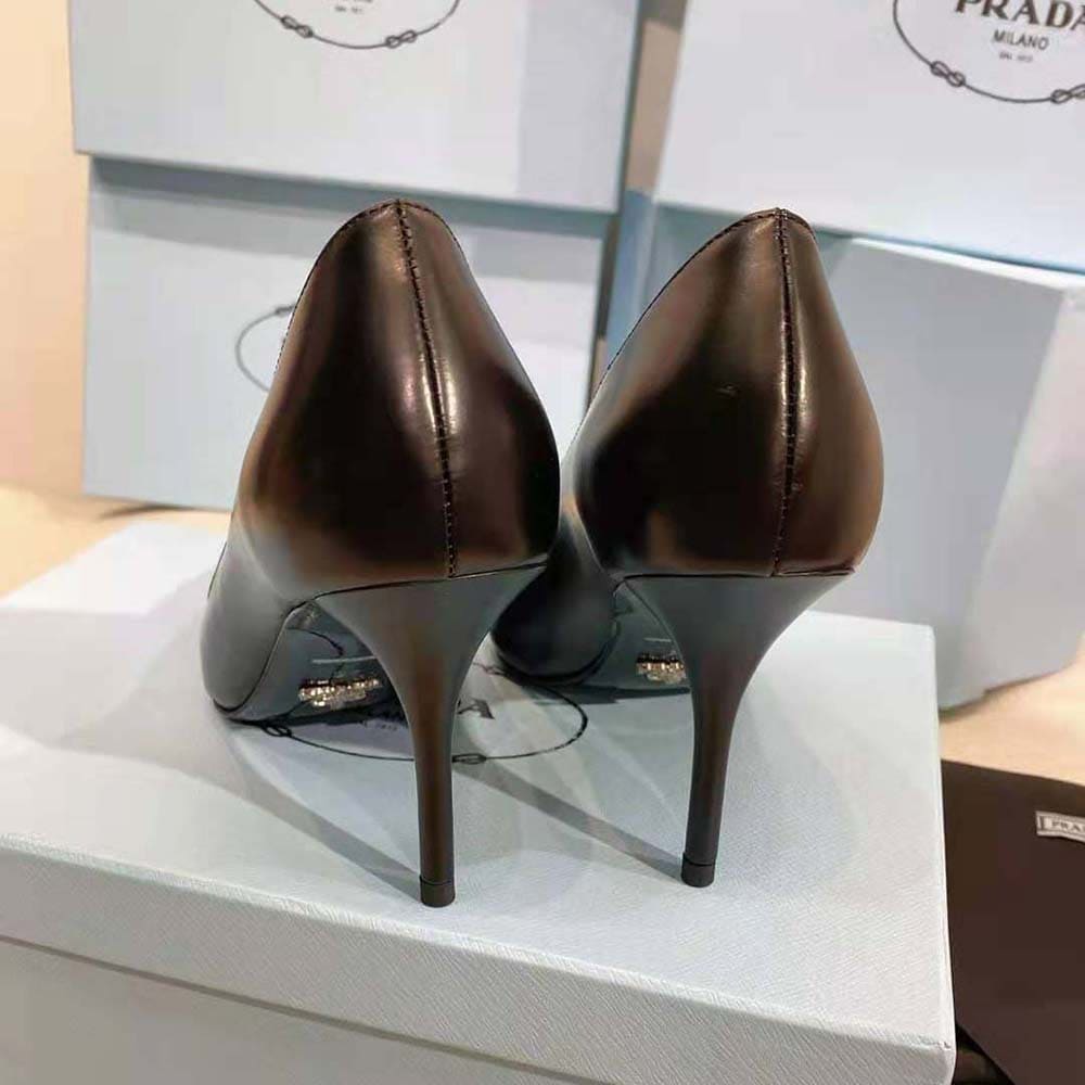 GIÀY Prada Women Brushed Leather Pumps-Black