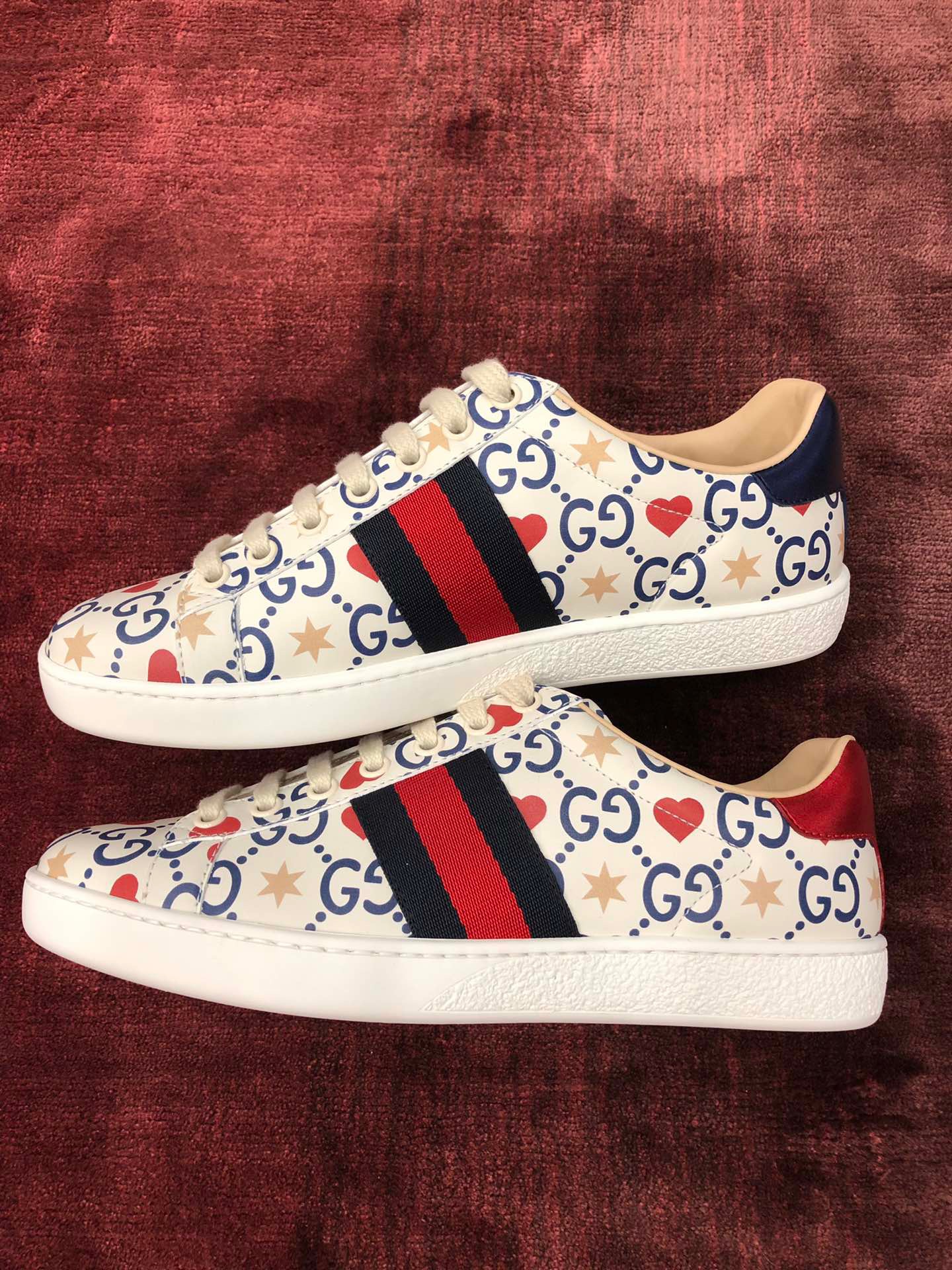 GIÀY GUCCI Leather Ace Sneakers Interlocking GG White
