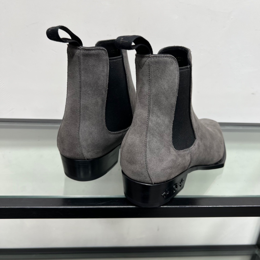 GIÀY LOUIS VUITTON GREY SUEDE LEATHER BOOTS SHOES